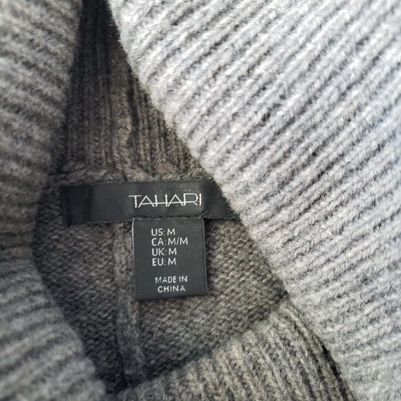 Tahari Lagenlook Oversized Boxy Wool & Yak Cowl Neck Striped Poncho - Picture 6 of 7